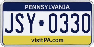 PA license plate JSY0330
