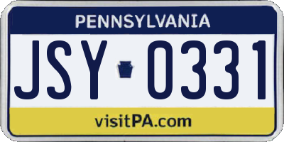 PA license plate JSY0331