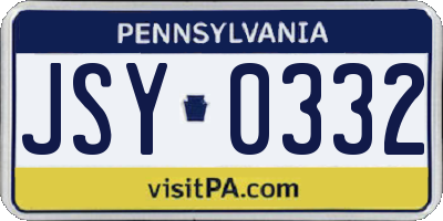 PA license plate JSY0332
