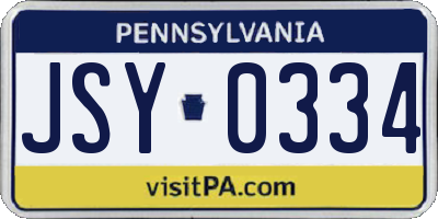 PA license plate JSY0334