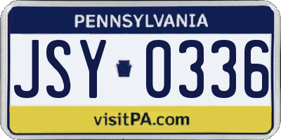 PA license plate JSY0336