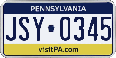 PA license plate JSY0345