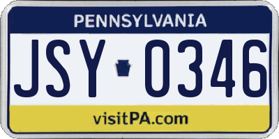 PA license plate JSY0346