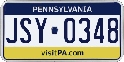 PA license plate JSY0348