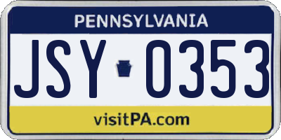 PA license plate JSY0353
