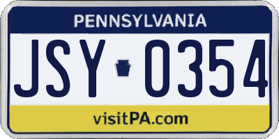 PA license plate JSY0354