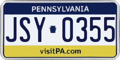 PA license plate JSY0355