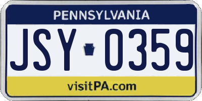 PA license plate JSY0359