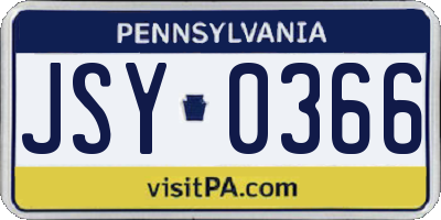 PA license plate JSY0366