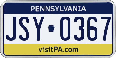 PA license plate JSY0367