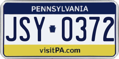 PA license plate JSY0372