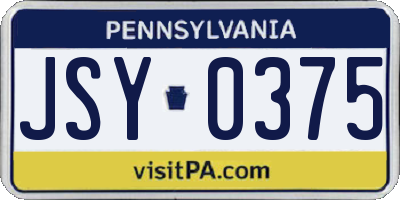 PA license plate JSY0375