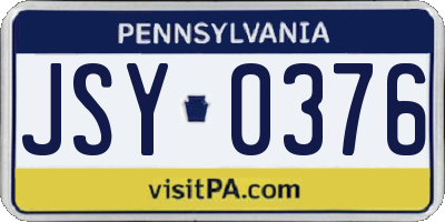 PA license plate JSY0376