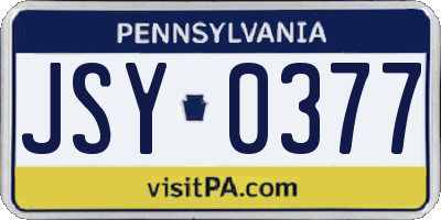 PA license plate JSY0377