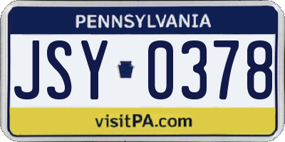 PA license plate JSY0378
