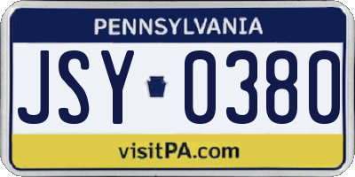 PA license plate JSY0380