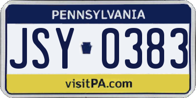 PA license plate JSY0383