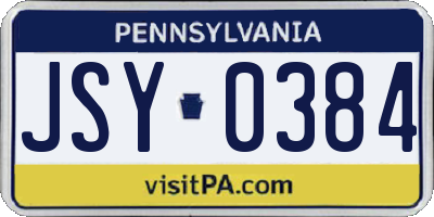 PA license plate JSY0384