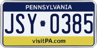 PA license plate JSY0385