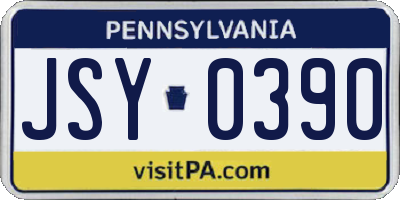 PA license plate JSY0390