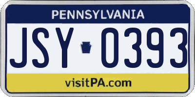 PA license plate JSY0393