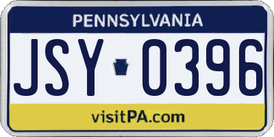 PA license plate JSY0396