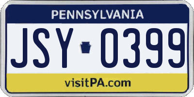 PA license plate JSY0399