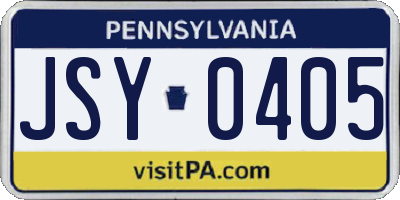 PA license plate JSY0405