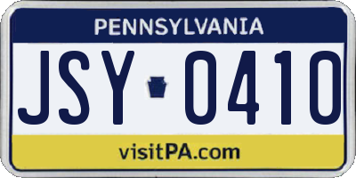 PA license plate JSY0410