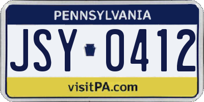 PA license plate JSY0412