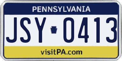 PA license plate JSY0413