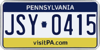 PA license plate JSY0415