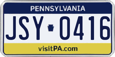 PA license plate JSY0416