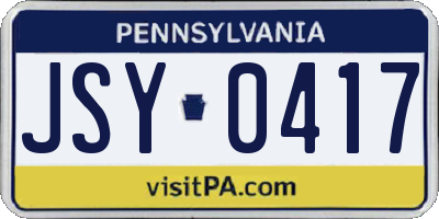 PA license plate JSY0417