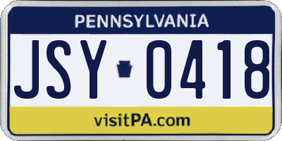 PA license plate JSY0418