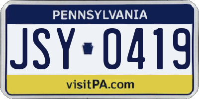PA license plate JSY0419