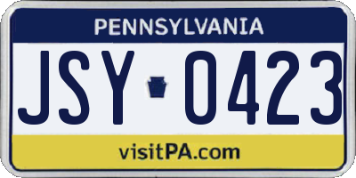 PA license plate JSY0423