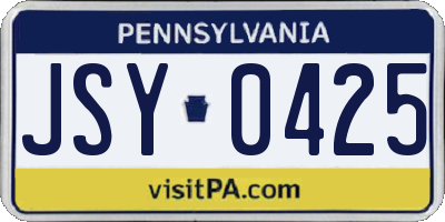 PA license plate JSY0425