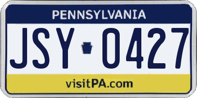 PA license plate JSY0427