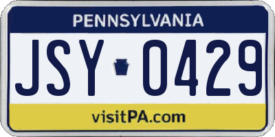 PA license plate JSY0429