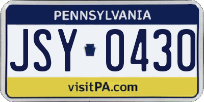 PA license plate JSY0430