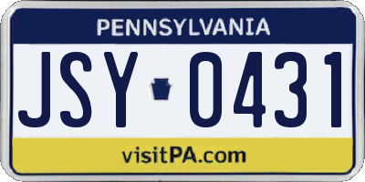 PA license plate JSY0431
