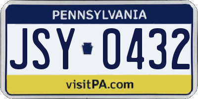 PA license plate JSY0432