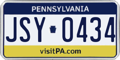 PA license plate JSY0434