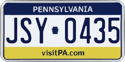 PA license plate JSY0435
