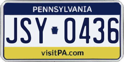 PA license plate JSY0436