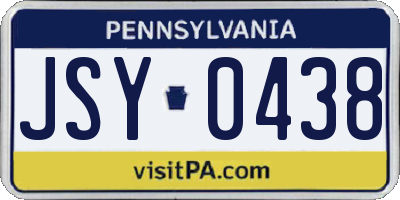 PA license plate JSY0438