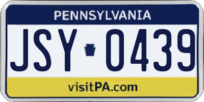 PA license plate JSY0439