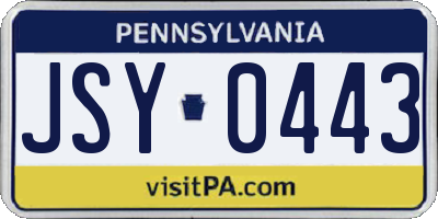 PA license plate JSY0443