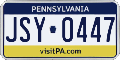 PA license plate JSY0447
